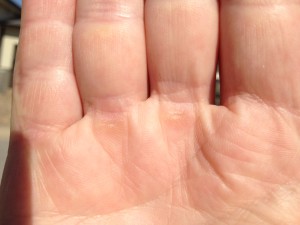 A close up of the palm of someone 's hand