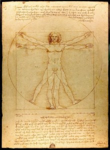A drawing of the human body with a circular frame around it.